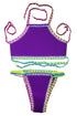 Sexy Purple Handmade Crochet Neoprene Tankini Swimsuit